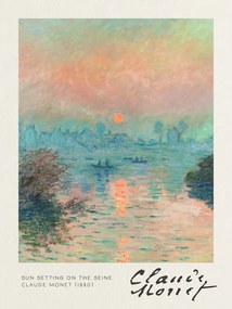 Kunstreproductie Sun Setting on the Seine - Claude Monet, (30 x 40 cm)