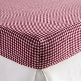 Hoeslaken voor kinderen, katoenen flanel, rand van 25 cm, geruit, VICHY FLANELLE