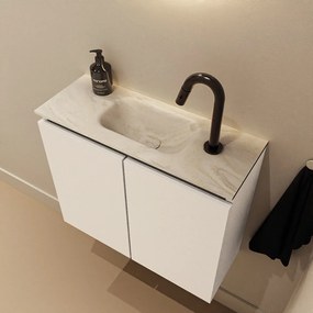 Mondiaz Ture DLux toiletmeubel 60cm talc met wastafel ostra midden met kraangat