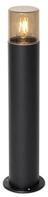Staande buitenlamp zwart met smoke kap 50 cm - Odense