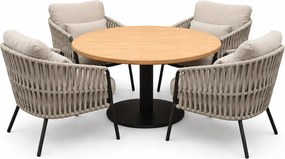 Torino Sarenza low dining tuinset 140xH71 cm 5 delig teak terre
