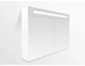 Saniclass Double Face Spiegelkast - 120x70x15cm - verlichting - geintegreerd - 2 links- rechtsdraaiende spiegeldeur - MDF - hoogglans wit 7073