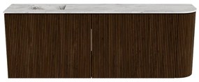 Mondiaz Joya DLux 110cm toiletmeubel ronding rechts walnut met wastafel faye links 1 kraangat glace