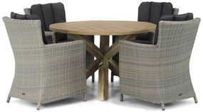 Tuinset Ronde Tuintafel 4 personen 120 cm Wicker Taupe  Garden Collections Venerdi/Sand