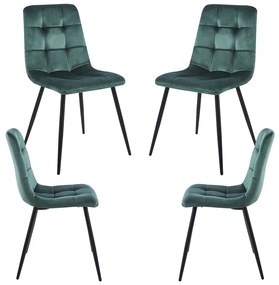 Set 4 Stoelen Stuhl Fluweel
