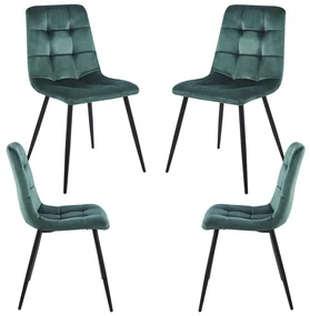 Set 4 Stoelen Stuhl Fluweel