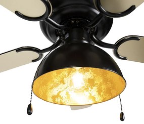 Plafondventilator zwart met beige 130cm met trekschakelaar - Mistral Magna