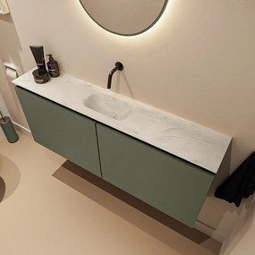 Mondiaz Ture DLux toiletmeubel 120cm army met wastafel opalo midden zonder kraangat