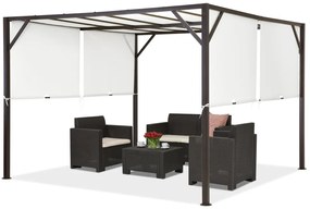 Metalen terraspergola Santorini 3 x 3 m bruin-wit Garden Point