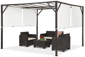 Metalen terraspergola Santorini 3 x 3 m bruin-wit Garden Point
