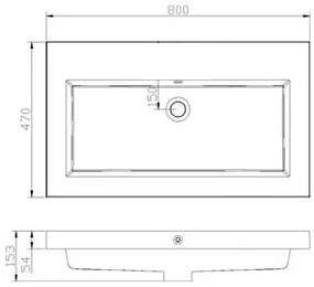 Lambini Designs Como wastafel mineraalmarmer 80cm zonder kraangat wit glans