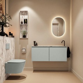 Mondiaz Ture DLux toiletmeubel 120cm greey met wastafel glace rechts met kraangat