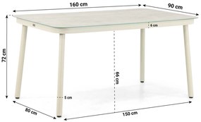 Tuinset 4 personen 160 cm Aluminium/rope Taupe Lifestyle Garden Furniture Marbella/Tavano