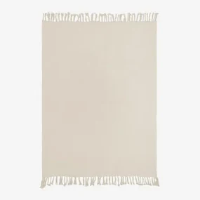 Katoenen Chiffon Geruite Deken (185x125 Cm) Eloi Beige – Crème - Sklum