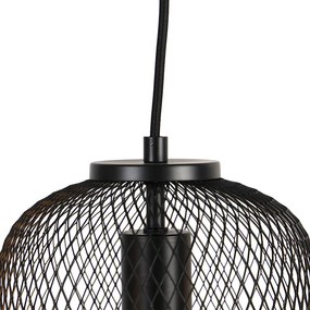 Eettafel / Eetkamer Industriële hanglamp zwart 110 cm 3-lichts - Bliss Mesh Industriele / Industrie / Industrial E27 Draadlamp Binnenverlichting Lamp