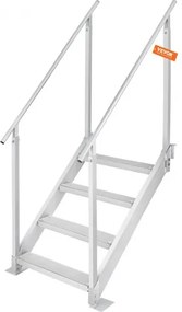 VEVOR 4-traps zwemtrap met twee leuningen, bootladder 800x1850x1750mm, zwembadladder van aluminiumlegering, trapladder, draagvermogen 250kg, pedalen 55x10cm, ideaal voor havens, boten, zwembaden