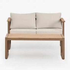 Tuinset Met 2-zitsbank En Salontafel Van Aluminium 110x55cm Lipov Moka Bruin - Sklum