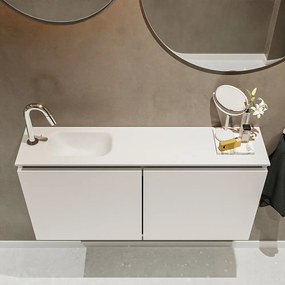 Mondiaz Ture 100cm toiletmeubel linen met wastafel talc links 1 kraangat