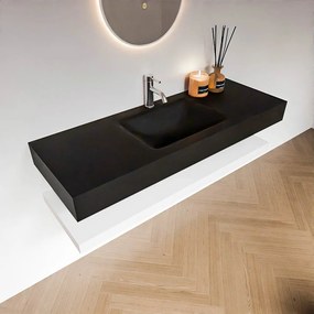Zaro Alan badmeubel 130cm met planchet talc en vrijhangende wastafel cloud midden 1 kraangat urban