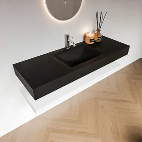 Zaro Alan badmeubel 130cm met planchet talc en vrijhangende wastafel cloud midden 1 kraangat urban