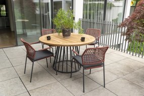 Taste by 4 Seasons Barista dining set terra cotta met Ambassador Boulevard tafel Ø 130 cm  Tuinset    houtkleur weerbestendig