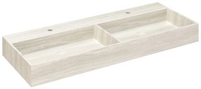 Muebles Murcia badmeubel ribbelfront 120cm eiken met White Travertin wastafel met kraangaten