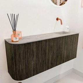 Mondiaz Joya DLux 100cm toiletmeubel ronding links shadow met wastafel faye rechts zonder kraangat glace