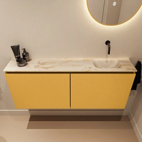 Mondiaz Ture DLux toiletmeubel 120cm ocher met wastafel frappe rechts zonder kraangat