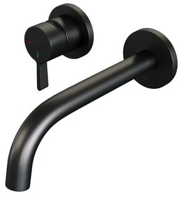 Brauer Black Edition ColdStart wastafelkraan inbouw gebogen uitloop en rozetten model E2 zwart mat