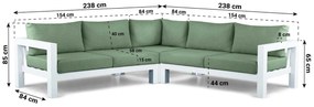 Hoek loungeset 5 personen Aluminium Wit  Lifestyle Garden Furniture Luca