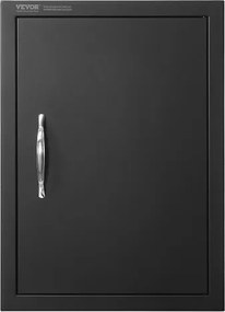 VEVOR Grilltoegangsdeur, 415 x 570 mm, enkele buitenkeukendeur, vlak gemonteerde koelplaatdeur, verticale wanddeur met handgreep, voor grill-eiland, grillstation, buitenkast, zwart