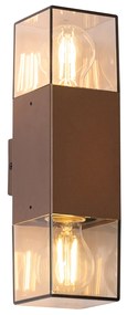 Buiten wandlamp roestbruin met smoke kap 2-lichts IP44 - Denmark