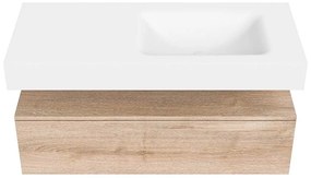 Zaro Alan badmeubel 110cm washed oak 1 lade met vrijhangende wastafel cloud rechts 1 kraangat talc