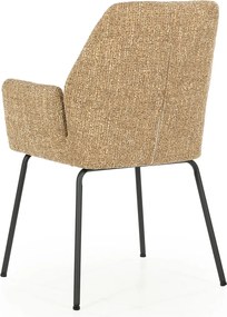 Eleonora Indy Stoel Met Armleuningen Mosterd Geweven Stof