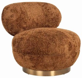 Richmond Interiors Jace Ronde Fauteuil Met Goud Draaibaar Cinnamon Bruin