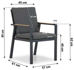 Tuinset 6 personen 240 cm Aluminium/teak Grijs Lifestyle Garden Furniture Marseille/Diogo