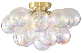 Design plafondlamp messing met regenboog glas 4-lichts - Uvas