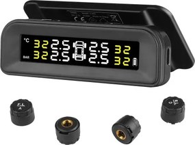 VEVOR RV-bandenspanningscontrolesysteem, 7,3-87 psi aanhangwagen-TPMS, universeel draadloos autoalarmsysteem, waterdichte TPMS-sensorkit met zonne-energieoplading, 4 sensoren, 5 alarmmodi