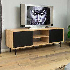Tenzo Flow Tv-meubel Eiken Mat Zwart - 164x44x60cm.