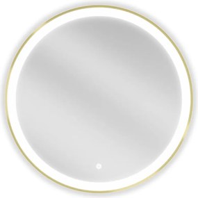 Mexen Esso badkamerspiegel verlicht, rond 70 cm, LED 6000K, anti-condens, goudkleurige frame - 9825-070-070-611-50