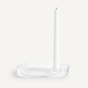 Set van 2 ovale kandelaars in glas, Sila