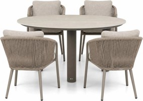 Tuinset Ronde Tuintafel 4 personen 140 cm Aluminium Taupe  Apple Bee Pine