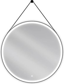 Mexen Reni ronde verlichte badkamerspiegel, 90 cm, LED 6000K, antivries, zwart frame - 9812-090-090-611-70