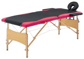 vidaXL Massagetafel inklapbaar 2 zones hout zwart en roze