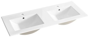 Comad Lava keramische dubbele wastafel 121x46cm wit glans