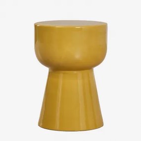 Ronde Bijzettafel Voor Tuin Ø35 Cm In Dolomiet Kaly Gouden Mosterd - Sklum