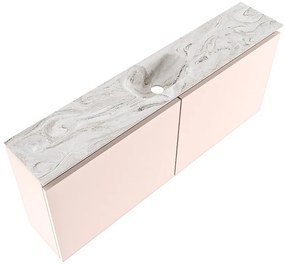 Mondiaz Ture DLux toiletmeubel 120cm rosee met wastafel glace midden met kraangat