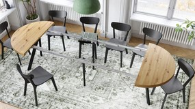 EXPANSO Eik Artisan/zwarte poten - GROTE RONDE TAFEL Ø110 UITBREIDBAAR TOT 310 cm met Y-POTEN LOFT/INDUSTRIAL