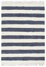 vidaXL Vloerkleed chindi handgeweven 200x290 cm katoen blauw en wit