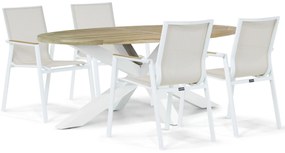 Tuinset 4 personen 200 cm Aluminium/textileen Wit Lifestyle Garden Furniture Fiora/Bradford